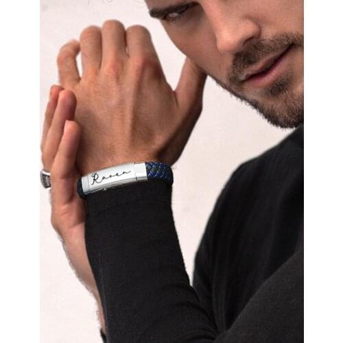 MENS BRACELET BRAIDED LEATHER BRACELETS STAINLESS STEEL BRAZALETS ADJUSTABLE WRISTBAND MENS JEWELRY