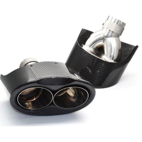 1 Pair Carbon Fiber Exhaust Tip For Audi RS3 RS4 RS5 RS6 RS7 A3 A4 A5 A6 A7 Double Inner Muffler Tip Exhaust System
