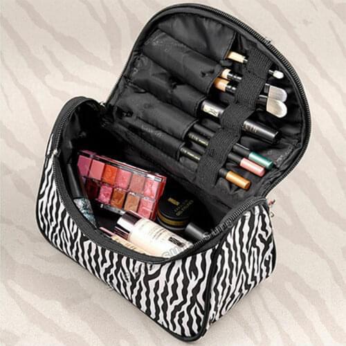 New Women Lady Fashion Makeup Cosmetic Case Toiletry Bag Zebra Travel Handbag Organizer