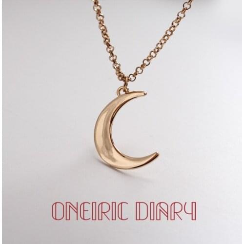 ONEIRIC DIARY 2021 New Minimalist Fashion Moon Golden Plated Chain Temperament Crescent Clavicle Necklaces For Women
