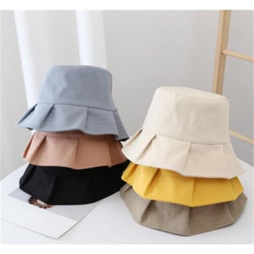 New Arrivals Wrinkle Bucket Hats Summer Spring Sunscreen Panama Hat Flat Leisure Ruffle Fedoras Outdoor Fisherman Hat Beach Caps