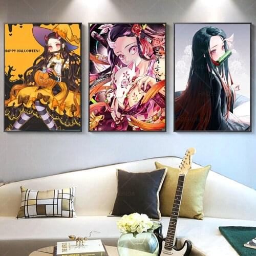 Retro Demon Slayer: Kimetsu No Yaiba Kamado Nezuko Anime Manga Wall Poster For Living Room Bedroom Home Art Interior Decoration