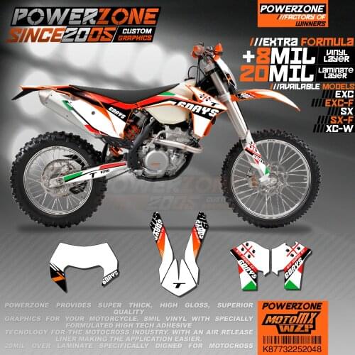 PowerZone Custom Team Graphics Backgrounds Decals 3M Stickers Kit For KTM SX SXF MX EXC XCW Enduro 125cc to 500cc 2011-2016 048