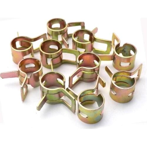 10 Pieces Fuel Line Hose Tubing Water Pipe Air Tube Spring Clips Clamps 8mm Fit Motorcycle Scooter Car Vehicle ATV Go Kart