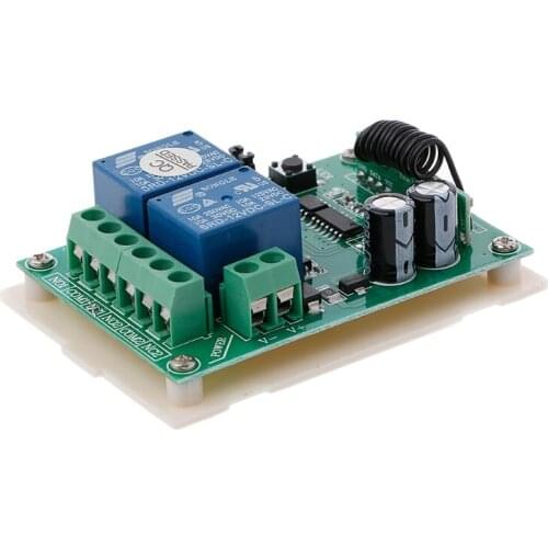 DC 12V 2CH RF 433MHz Wireless Switch Relay Receiver Module With Remote Control BX0E