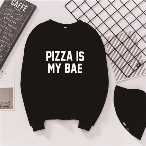 Harajuku Pizza Is My BAE Christmas Sweatshirt Cotton Casual Aesthetic Clothing Crewneck Pullovers Full Long Sleeve Graphic Shirt