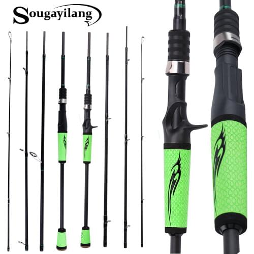 Sougayilang Lure Fishing Rod 2.1M 2.4M 4 Section M Power Carbon Fiber Spinning/Casting Bass Travel Rod 10-30g Fishing Tackle