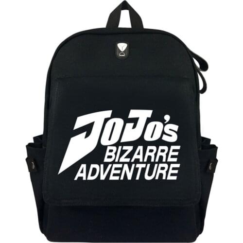 Anime JoJos Bizarre Adventure Student Backpack Casual Fashion Rucksack Canvas School Bag Black Travel Bag Shoulder Bag Bookbag