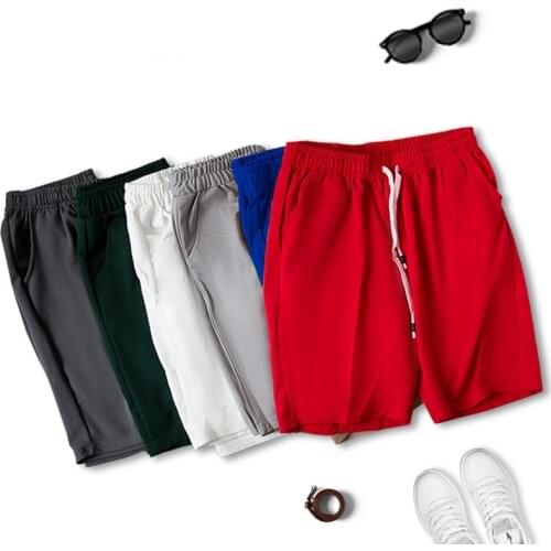 2021 New Summer Fashion Trend Pure Color Draw Cord Beach Shorts for Man Blue Black White Grey Sport Shorts Casual Shorts