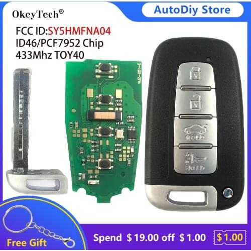 Okeytech 315/433Mhz Smart Card Car Remote Control Key For Kia Rio Sorento Optima For Hyundai I30 IX35 Sonata ID46 FCC:SY5HMFNA04