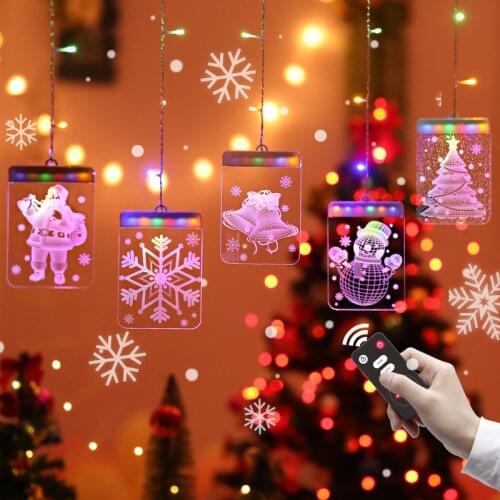Santa Elk Bell Led String Lights Fairy Garland Christmas Decorations for Home Navidad New Year 2021 Curtain Decor Noel Natal DIY