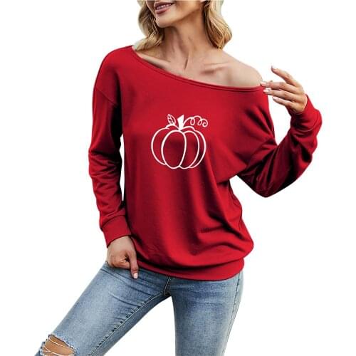 Oversized Sweatshirts Fashion Halloween New Slouchy Shoulder Womens Fashion Quirky Print Casual Sweatshirts For Women Moletom