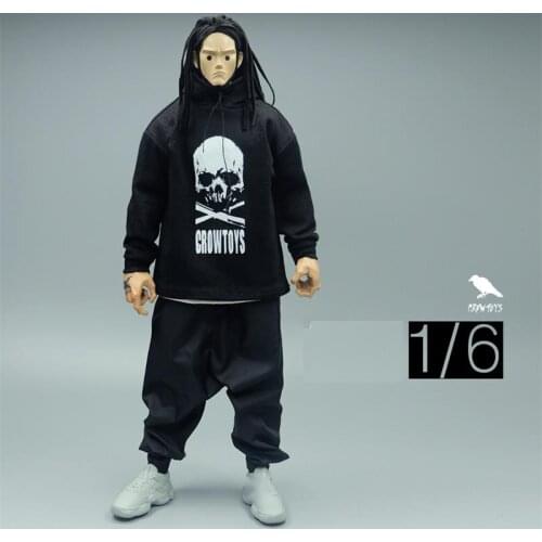 In Stock For Sale 1/6th Crowntoys Hip Hop Fashion T Shirt Fat Loose Pants For Mostly 12inch Doll Action Collectable