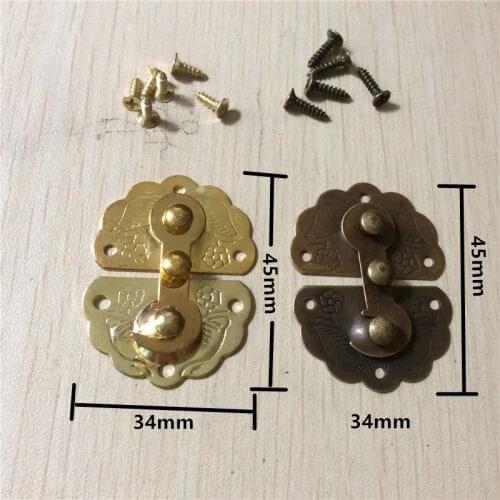 Vintage Iron Latch Decorative DIY Jewelry Gift Wine Wooden Box Suitcase Case Hasp Latch Hook Antique Hardware,34*45mm,30Sets
