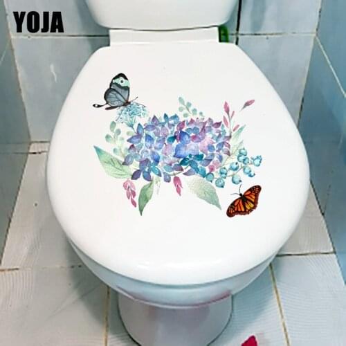 YOJA 22X20.3CM Watercolor Violet Home Decor Living Room Wall Sticker Cartoon WC Toilet Seat Decal T1-2227