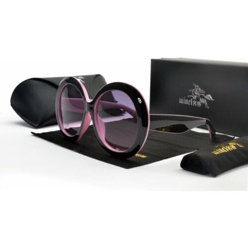 MINCL Fashion Punk Styles Women Round Sunglasses Double Colors oversized Frame Men Black Lens Glasses UV400 With box NX