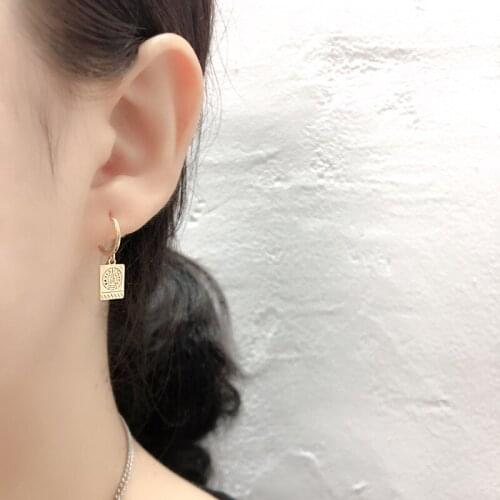 Womne Square Earring Round 925 Sterling Silver Earrings Square Hoop Fashion Fine Jewelry Luxury Accessories