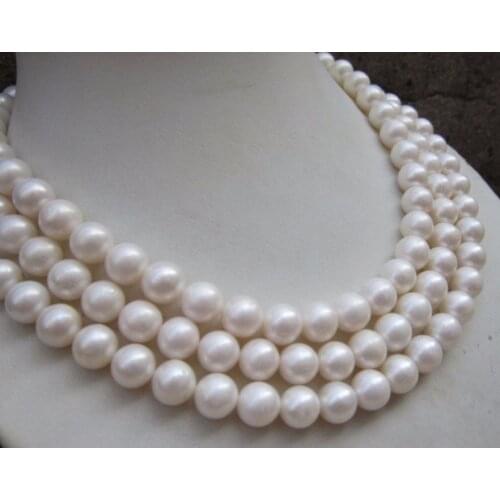 Women long necklace set NATURAL AAA+ 10-11MM PERFECT ROUND SOUTH SEA WHITE PEARL NECKLACE 54" beads jewelry making