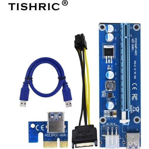 10PCS TISHRIC VER006C PCI-E Riser Card Usb 3.0 6pin Riser Cable Pci Express 1x To 16x Extender Riser For Video Card Mining