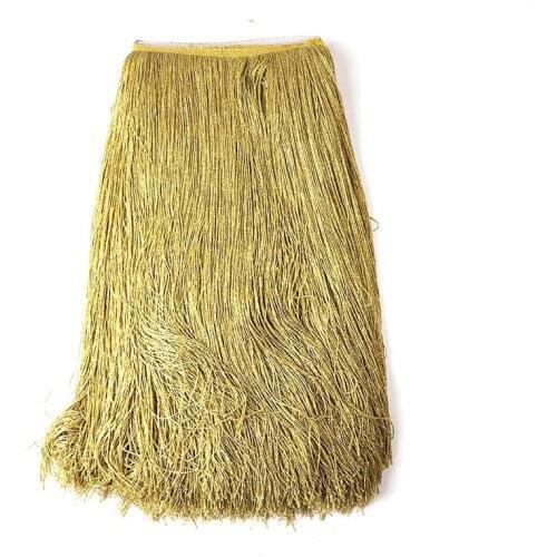 10Yards of Pack 20" Width Gold Fringe Trim Lace Nylon Fibre Tassel Clothes Accessories Latin Wedding Dress Curtain Tassel Ribbon