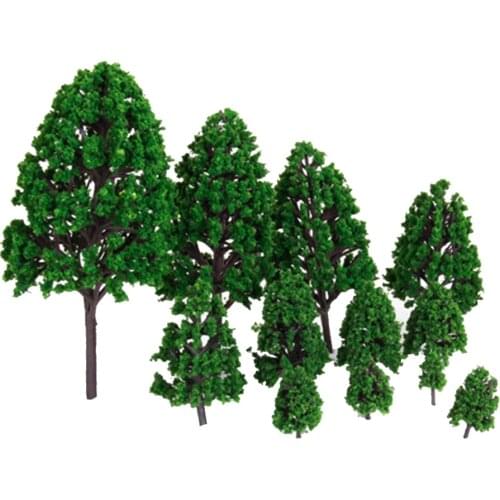 12pcs 1.2 inch - 6.3 inch Green Train Set Scenery Landscape Model Tree Scale 1/50