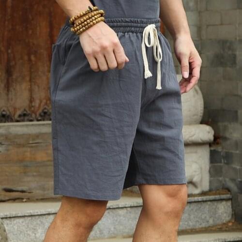 Hot Summer Men Shorts Casual Imitation Cotton Linen Plus Size High Waist Shorts Fashion Short Pants Streetwear