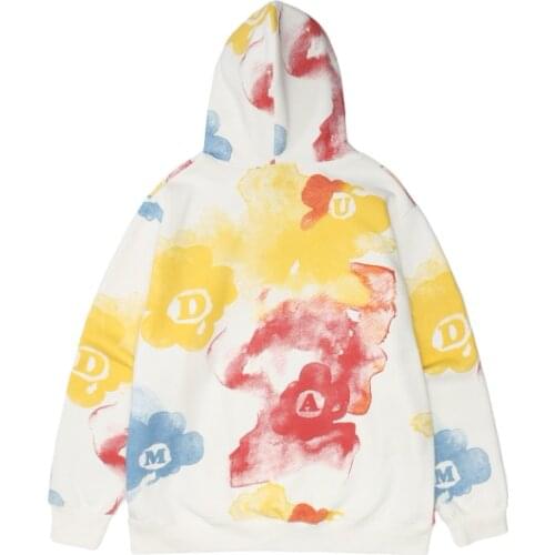 2021 Autumn Kpop Tie Dye Multicolor Cotton Mens Oversized Hoodies Pullover Extra Long Harajuku Hooded Sweatshirt Women Clothes