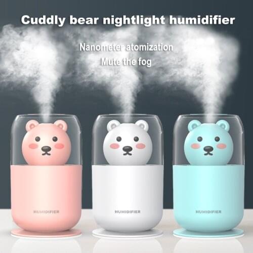 300ML Face Steamer Diffuser Air Humidificador USB Colorful Lamp Cute Bear Aromatherapy Diffuser Humidifier