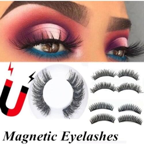 4pcs Magnetic Eyelashes 3D Handmade Mink Reusable Magnet False Eyelashes Triple Natural Soft Hair 3Magnets Eye Lashes Makeup