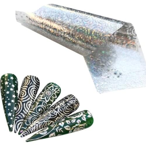 5 PCS Colorful Flowers/Lace Stickers On Nails Foil Transfer Starry Sky Summer Sliders For Manicure Nail Art Decals Decoration