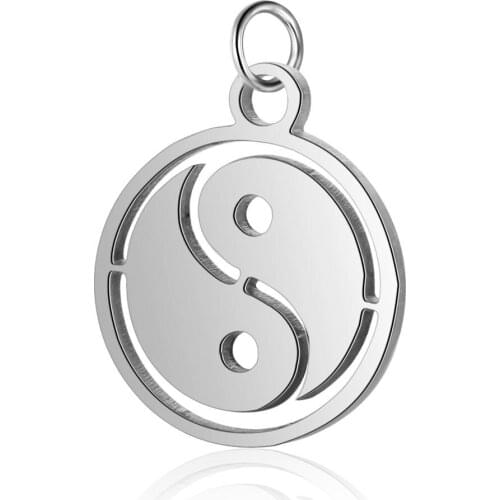 5pcs/Lot Steel Gold Rose Gold Color Charms Open Taichi Yinyang Fashion Pendant Stainless Steel Material Diy Jewelry Making