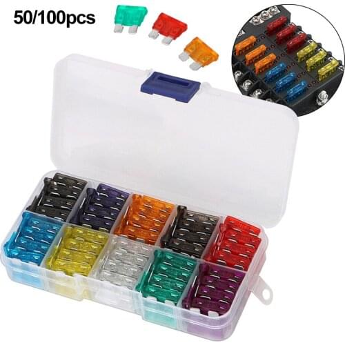 50/100pcs 2-35A Blade Fuse Box Fuses Clip Circuit Overload Protection Set Repair Tools Trailer Truck Car Accessories For Boat