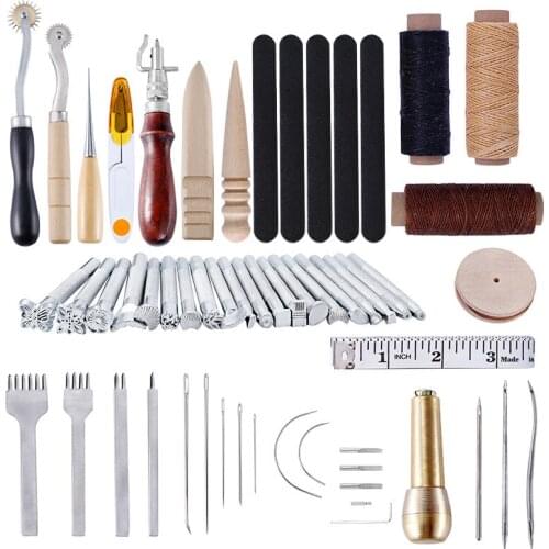 59Pcs/Set DIY Leather Tool Manual Suit NEW Accessory Professional Hand Sewing Punching Craft Working High Grade Durable Quality