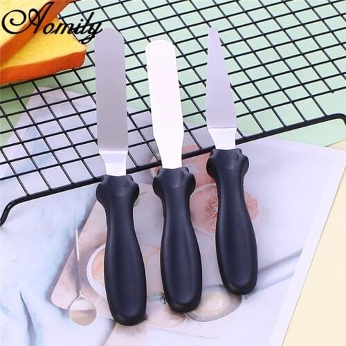 Aomily 3pcs/Set Stainless Steel Spatula Baking Pastry Tool Mixing Scraper Pack Art Scorper Oil Scraper Painting Shovel Palette