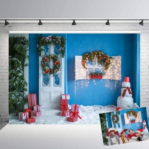 BEIPOTO Blue Christmas Backdrop Xmas Tree Home decor family holiday party photo picture background photography props B-298