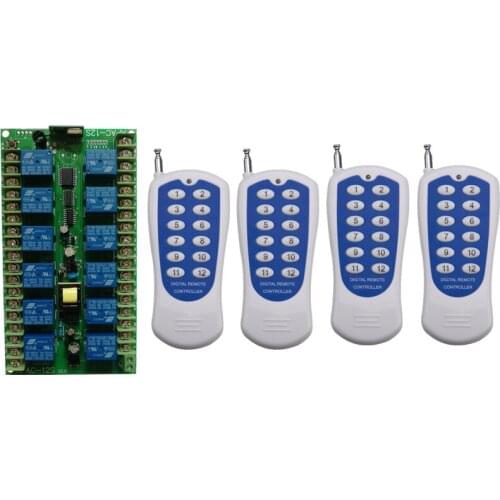 12CH 12 CH Wireless Remote Control LED Light Switch 220V Relay Output Radio RF Transmitter And 315/433 MHz Receiver