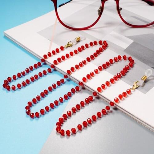 2021 Color Sweet Round Crystal for Women Sunglasses Mask Hanging Chain Anti-skid Glasses Chain Mask Holder New Fashion Jewelry