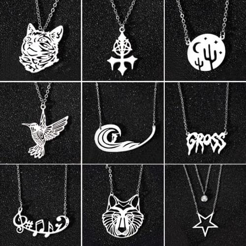 Stainless Steel Choker Various Necklaces for Women Simple Necklace Letter Babygirl Angle Cute Dog Cat Necklace Jewelry