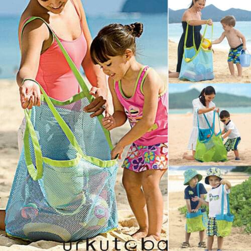Kids Beach Mesh Net Collect Toys Large Storage Bag Swimming Wash Tote Portable Folding Handbag Hot Sale