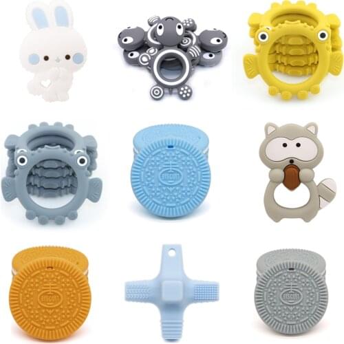 Colorful Teether Baby Silicone Teething Rodents BPA Free Teether For Baby DIY Jewelry Handmaking Pacifier Pandents Accessories