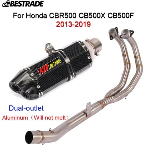 For Honda CBR500 CB500X CB500F 2013-2019 Front Header Link Connect Pipe Slip On 51mm Dual-outlet Muffler Tube Stainless Steel