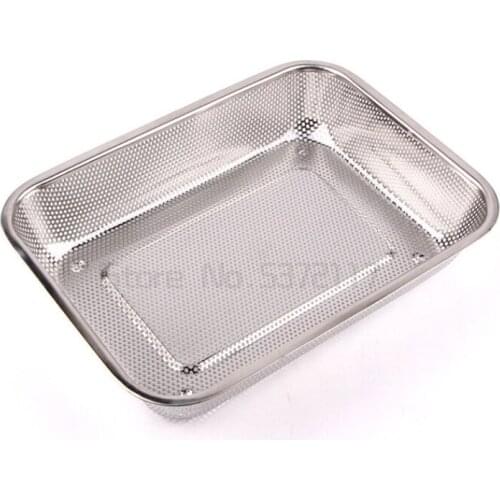 Household creative stainless steel vegetable washing basket thickened rectangular drain basket kitchen vegetable washing basket