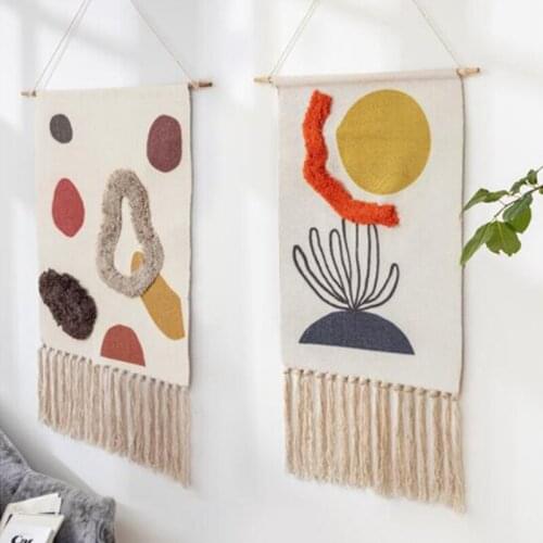 Sun Tapestry Boho Macrame Cotton Tassel Handmade Woven Wall Hanging Geometric Wall Art Background Cloth Home Room Decor Gift
