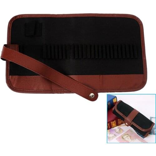 24 Holes Canvas Roll Pen Holder Art Pencil Case Retro Makeup Brush Storage Bag Stationery Supplies SD&HI