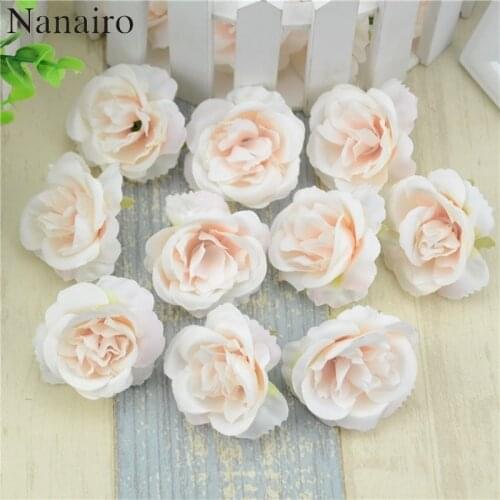 10pcs/lot Mini Artificial Flowers Silk Roses Heads For Wedding Decoration Party Fake Scrapbooking Floral Wreath Home Accessories