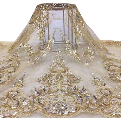 SJ Lace Handmade Beaded African Lace Fabric Embroidery Nigeria Lace Fabric 2021 High Quality Lace Wedding Party France xc3-27