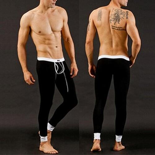 Mens Fashion Long Pants Sexy U Convex Pouch Tight Elastic Underwear Leggings