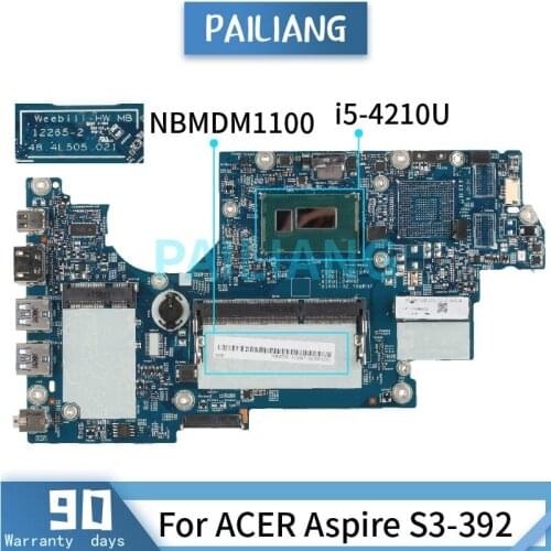 Mainboard For ACER Aspire S3-392 i5-4210U Laptop motherboard 12265-2 SR1EF DDR3 Tested OK