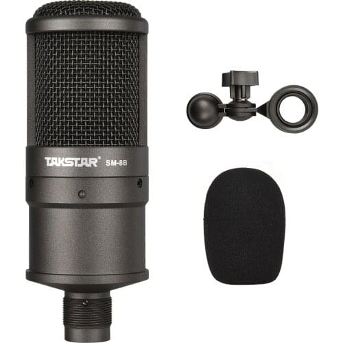 TAKSTAR SM-8B Side-address Microphone Condenser Mic with Windscreen Mounting Adapter Carry Case for Recording Performance