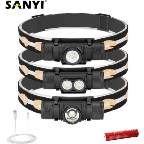 Sanyi D25 XM-L2 LED Mini Headlight Headlamp 6-Mode USB Charging 18650 Flashlight Camping Hunting Frontal Head Lantern Torch Lamp